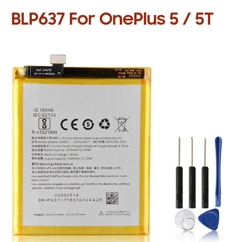 

Original Replacement Battery For OnePlus 1 2 3T 5 5T 6 6T 7 7 Pro 7T 7T Pro BLP637 BLP685 BLP699 BLP743 BLP745 Phone Battery