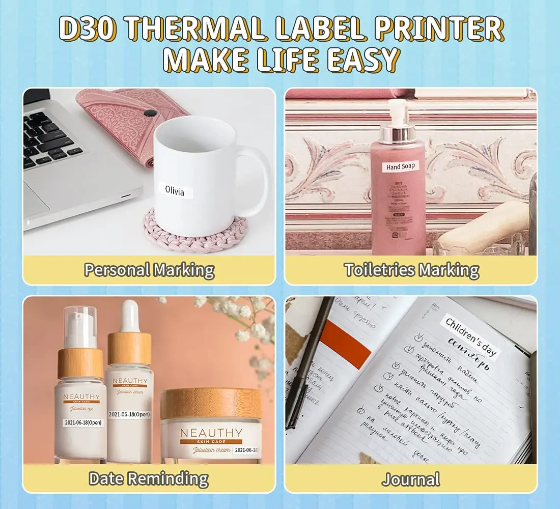 Phomemo D30 Label Maker Mini Thermal Bluetooth-Compatible Makers Machine with 1 Roll Tape Multiple Font Icon Sticker | Компьютеры и