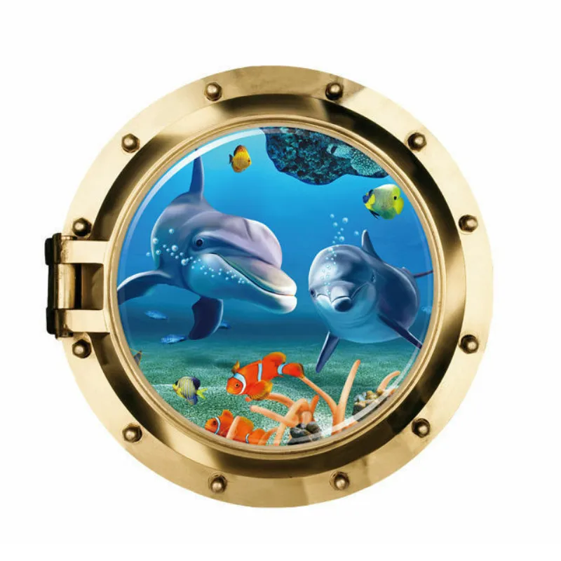 3D портол океан животные съемные наклейки на стену ПВХ декоративная роспись