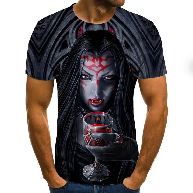 

2020 Mens Horror T Shirts Fashion New Summer Men's Short Sleeve T-shirt Tshirt Print 3D Casual for Man Full Printed Sleeve Style