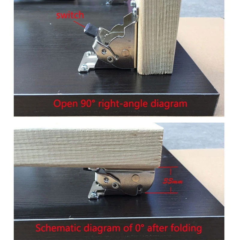 Self-locking Hinge 90 Degrees Locking Folding Hinge Metal Chair Leg Bracket Hinge for Worktables Beds Tables Folding Leg images - 6