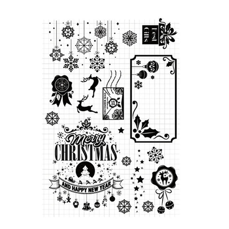 Прозрачные штампы для DIY Скрапбукинг карты Merry Christmas Снежинка прозрачный силиконовый штамп создание фото альбом ремесла Декор