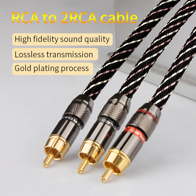 YYAUDIO 1 пара аудиокабелей RCA к 2 кабель для подключения штекер сплиттер папа-папа Aux