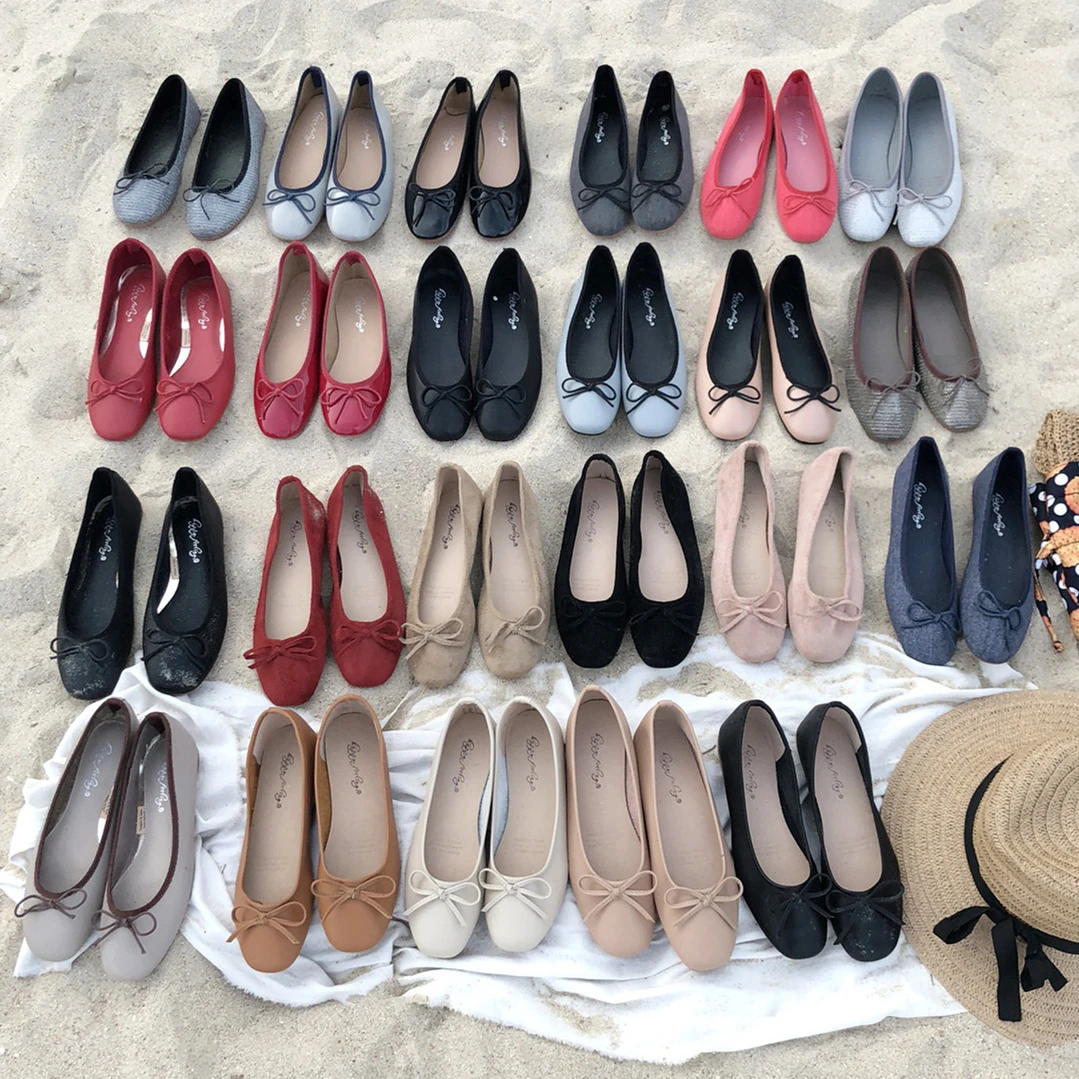 

Bailamos Women Flats 2021 Autumn Soft Leather Shoes Women Larger Sizes 40 Ballet Flats Round Toe Shallow Mouth Slip-on Ladies