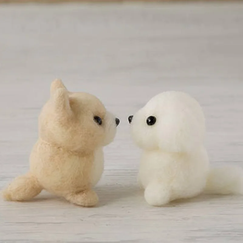 Мультяшный щенок тряпичная кукла ручная работа шерсть войлок ремесло не готовая