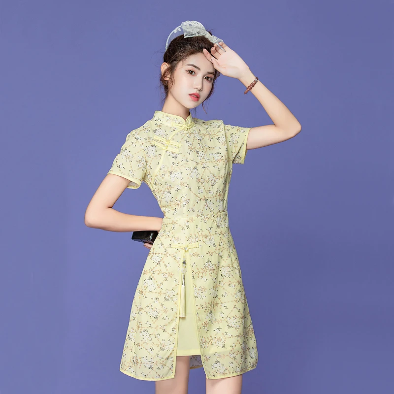 

Make spot cheongsam paragraph young girl summer Chinese wind restoring ancient ways in the new improved version of the dress