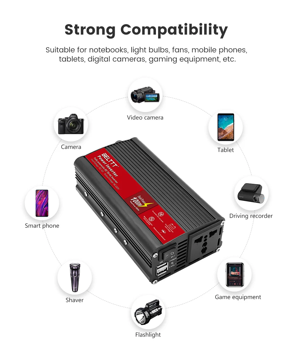 SUNYIMA чистая Синусоидальная волна инвертор 12 V/24 V к переменному току 220V 1000W Напряжение трансформатор двойной светодиодный Дисплей переключатель Мощность усилитель конвертера