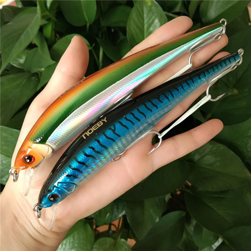 

Noeby 2pcs 150mm 31g Long Casting Minnow Fishing Lure Floating Hard Bait for Saltwater Fishing Tackle with 3D Eyes