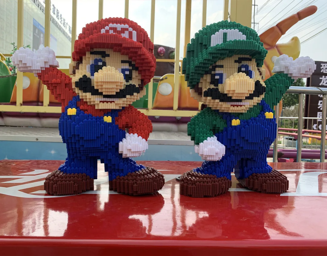 Забавные микро Строительные кирпичи, мультфильмы Супер Марио bros Luigi соединительный блок сборные игрушки коллекция моделей