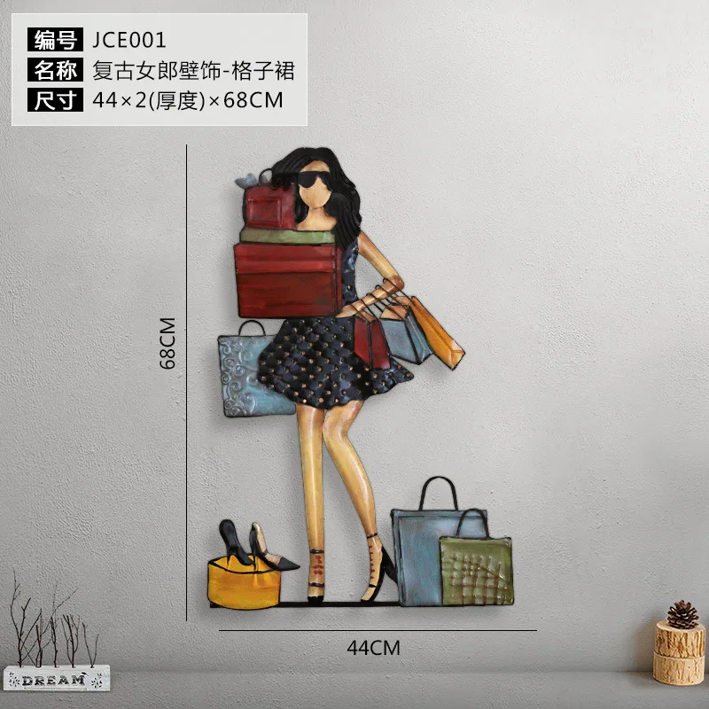 

[MGT] Europe originality Fashion girl Metal modern pub Home Hotel Wall Hanging Art Decoration decoration craft ornaments statues