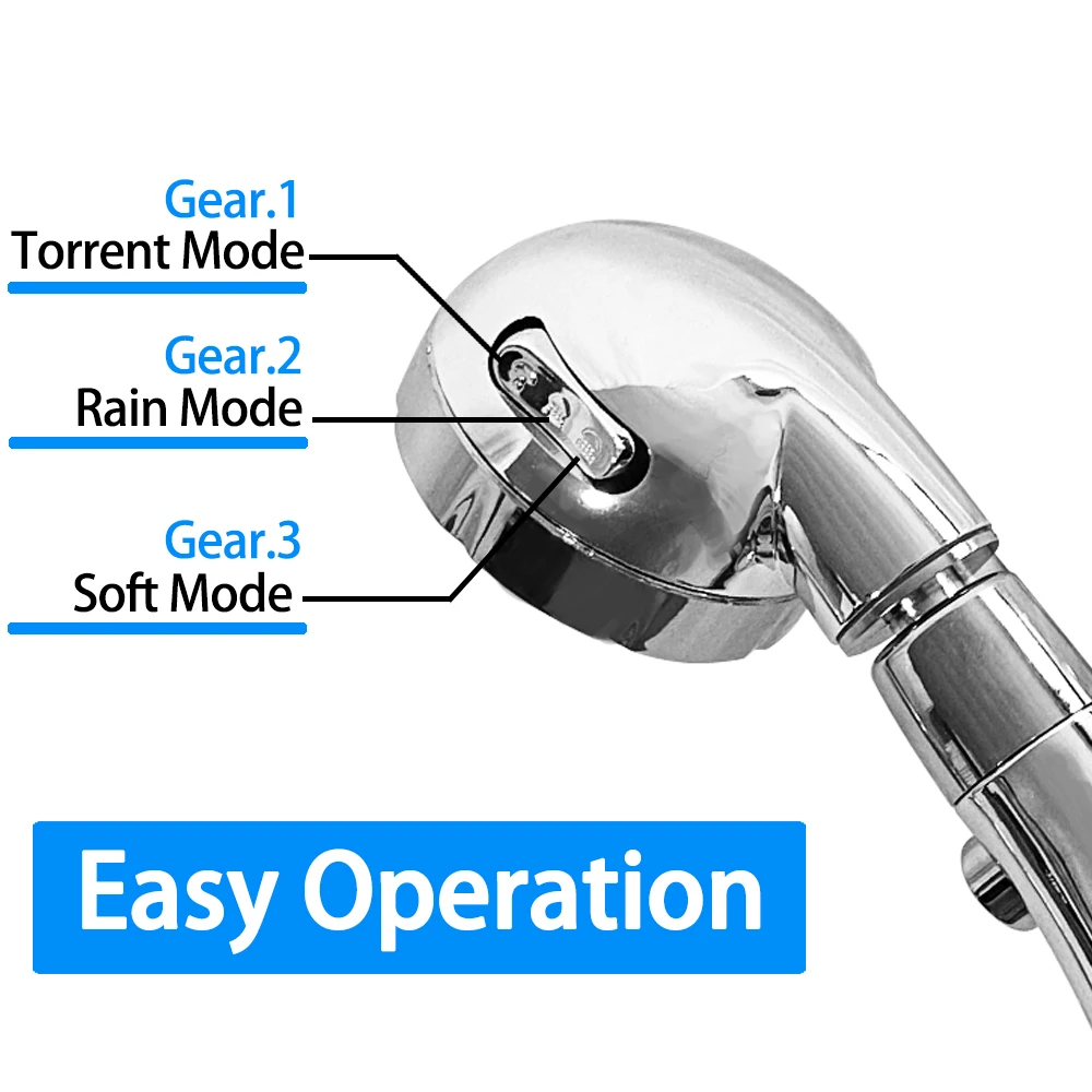 

Elyn Good Quality Water Saving Adjustable Shower Head High Pressure 4Inch 3-Settings Top Spray Shower Head For Bathroom