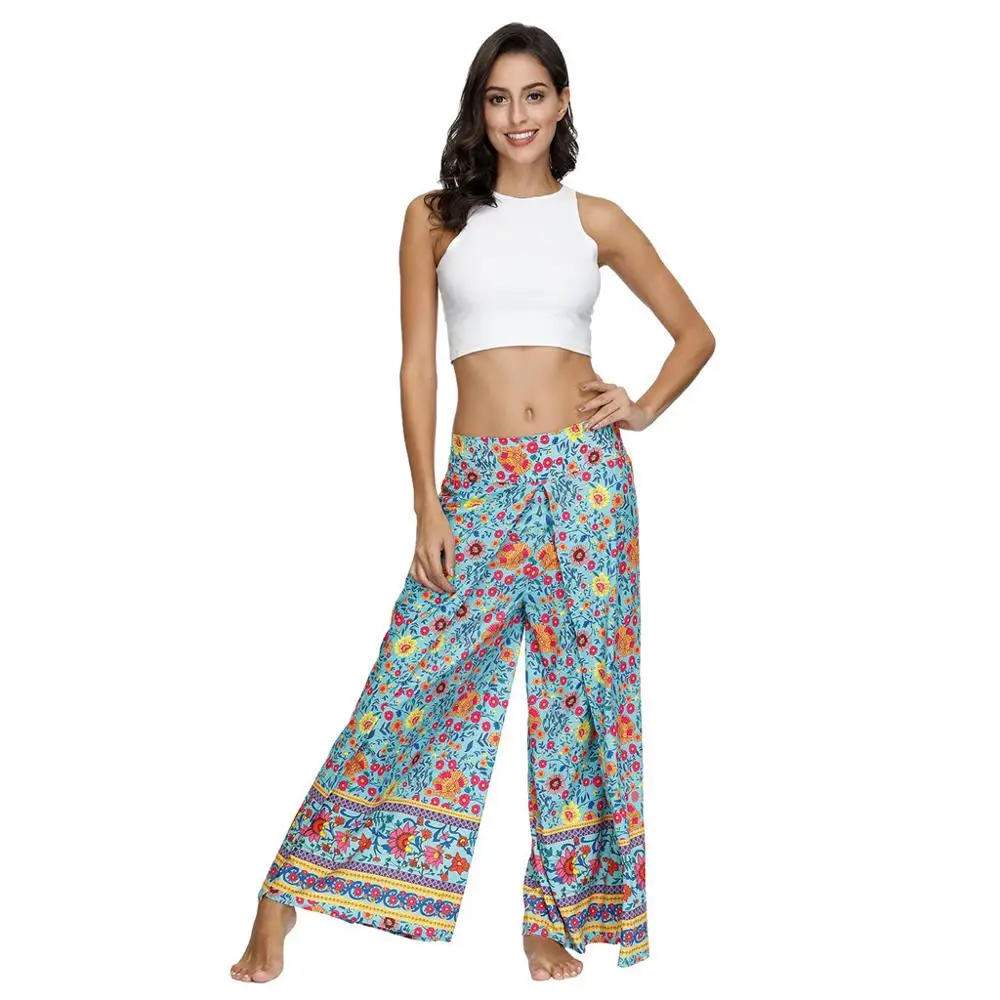 Boho женские свободные повседневные штаны для йоги летние спортивные брюки