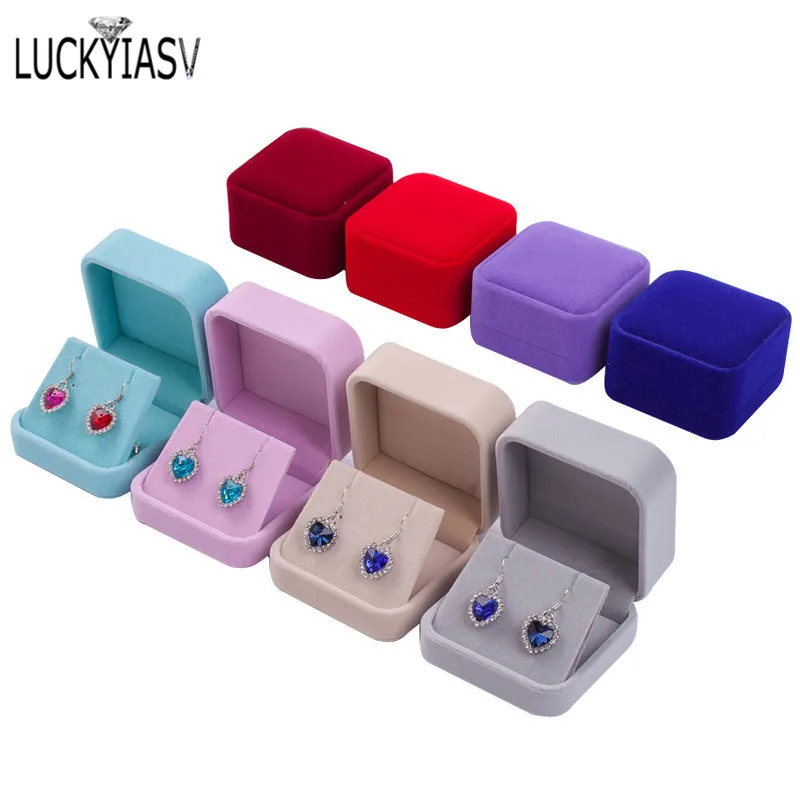 Es Earrings Pendant Jewelry Box Velvet Case Earrings Plastic Display Box 7*7*4cm