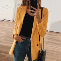 open front turndown collar blazer women solid color long sleeve tailored suit jacket coat%c2%a0for office shopping vacation