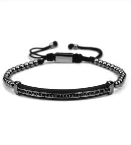 1pcs Мужские ювелирные изделия Корона Шарм Шипованный Циркон мужской браслет для пары кружево браслет из бисера мужской браслет женский браслет подарок - Окраска металла: 1pcs