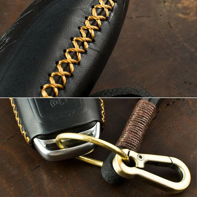 Чехол из натуральной кожи для автомобильных ключей чехол Ford Edge Explorer Fusion Mustang F-150