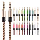 8 цветов на выбор Универсальный 1,5 м 3 м 3,5 мм Плетеный аудиокабель на липучке штекер-штекер нейлоновый AUX on записывающий автомобильный аудиокабель