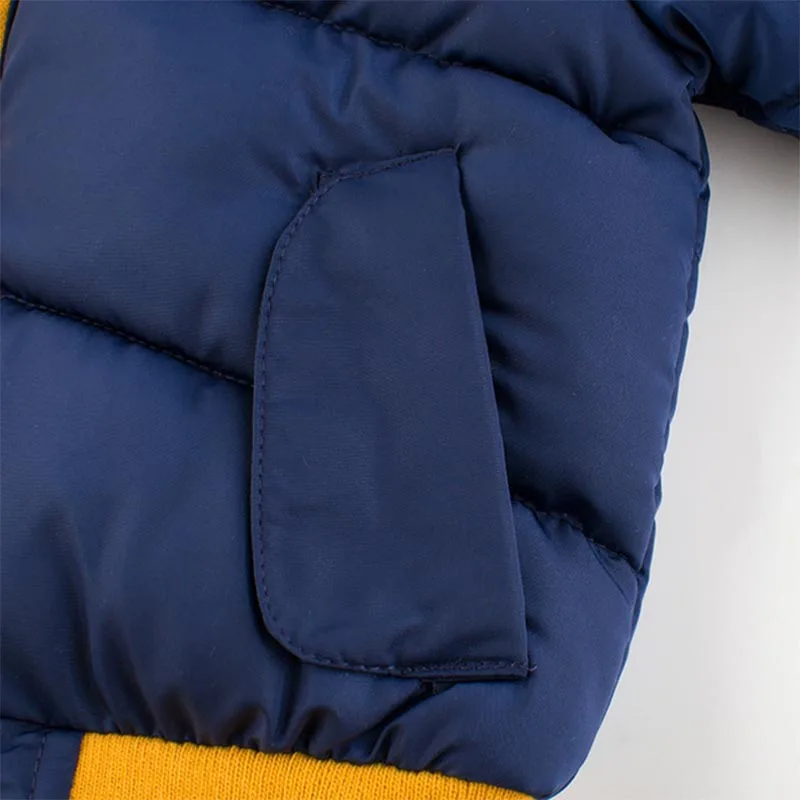 

Baby Winter child Clothing Kids Cotton Coat Thick Cotton Clothes Infant Round Neck Zipper Stitching Outerwear Boys down Jacket
