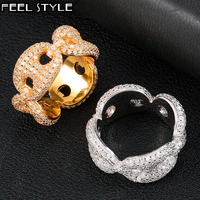 hip hop popular cz stones coffee beans rings tready bling iced out copper zircon ring for men jewelry