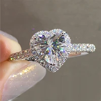 66 heart round cut d vvs1 moissanite 925 silver ring diamond test passed fashion claw setting women gift