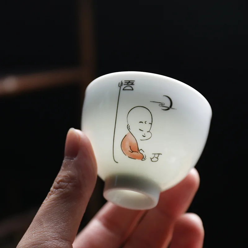 Керамический нефритовый фарфор белый чашка Zen шляпа Подарочный чайный набор 6