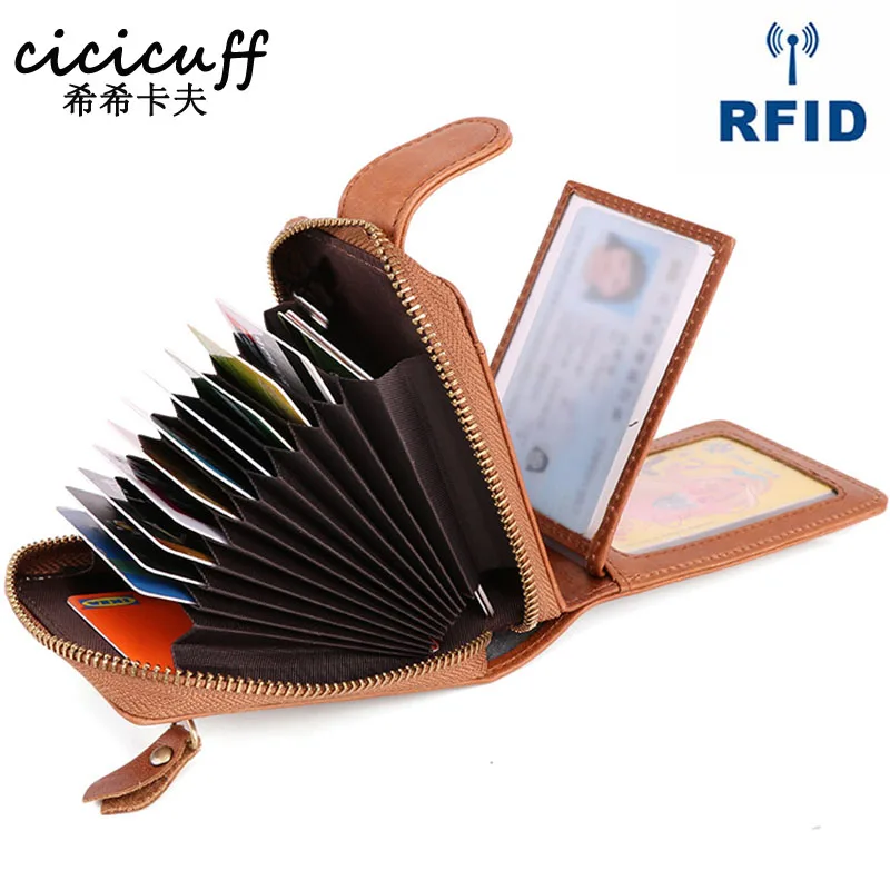 

Натуральная кожа RFID кредитной карты держатель для карт кошельки с Отделом для монет Для мужчин Бизнес карты чехол несколько отделений для к...