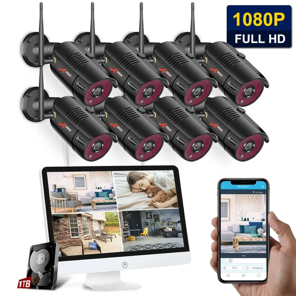 ANRAN 1080P 8CH комплект домашнего видеонаблюдения камера безопасности система