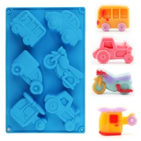 6 in 1 creative airplane car motorcycle model silicone cake mould for kids birthday cake decor tool chocolate fondant mold