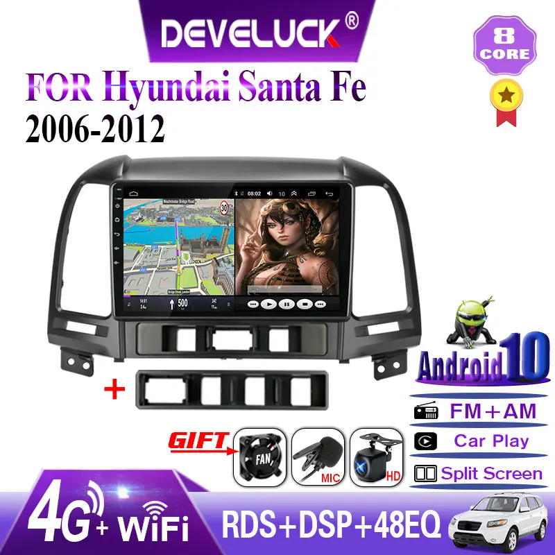 

4G+64G Android 10.0 car radio For Hyundai Santa Fe 2006-2012 2 din DSP+48EQ GPS navigation multimedia video player 4G net WIFI