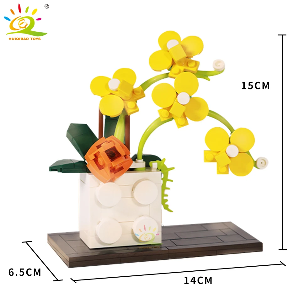 HUIQIBAO 267Pcs Phalaenopsis Flowers Blossom Bouquet MOC Building Blocks City Bricks Construction Children Toys For Girls Friend |