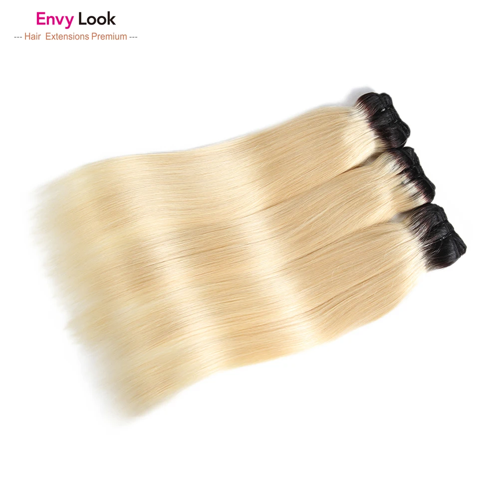 Envy Look 100% человеческие волосы ombre 1b 613/блондированные прямые 3 пряди с 4*4 кружевной