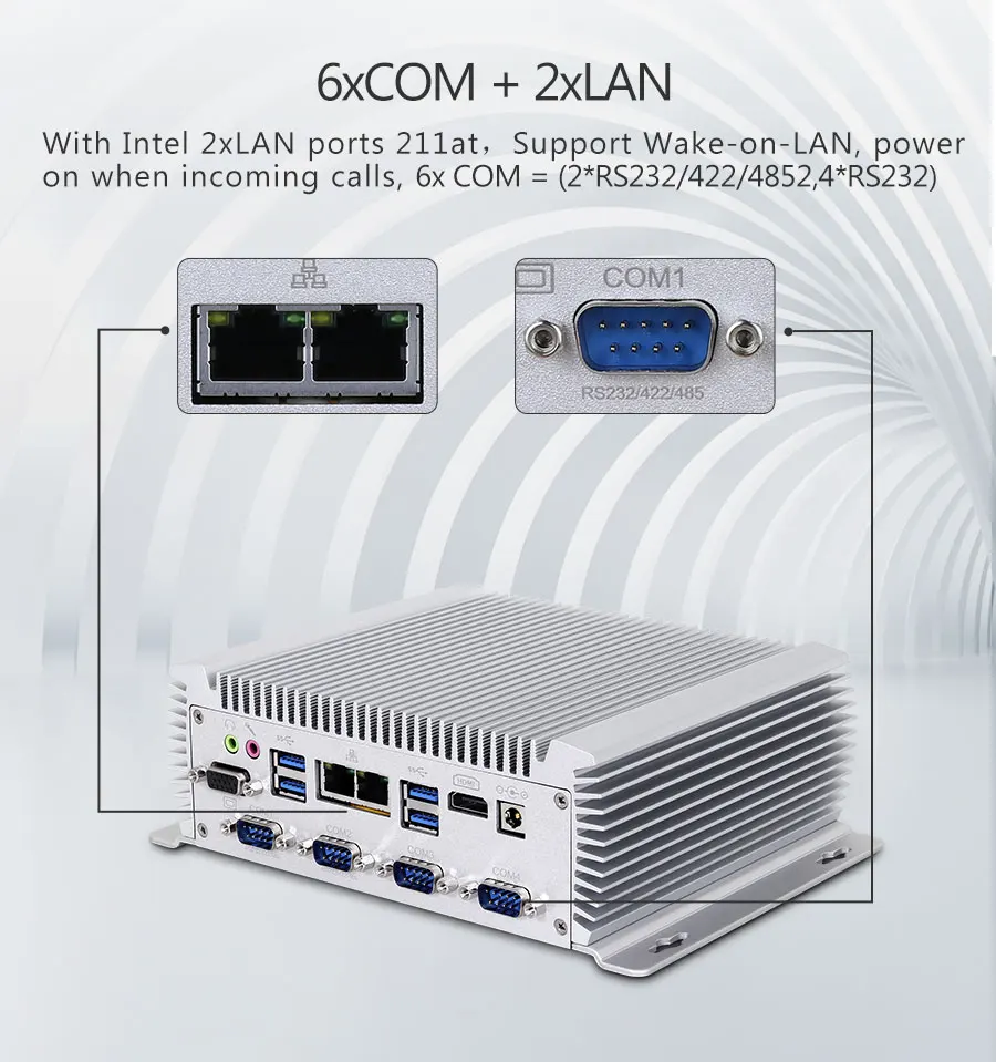 6 * COM 2 LAN Мини ПК Intel Core i7 4650U RS232 HDMI WIFI Ubuntu Windows 10 безвентиляторный промышленный