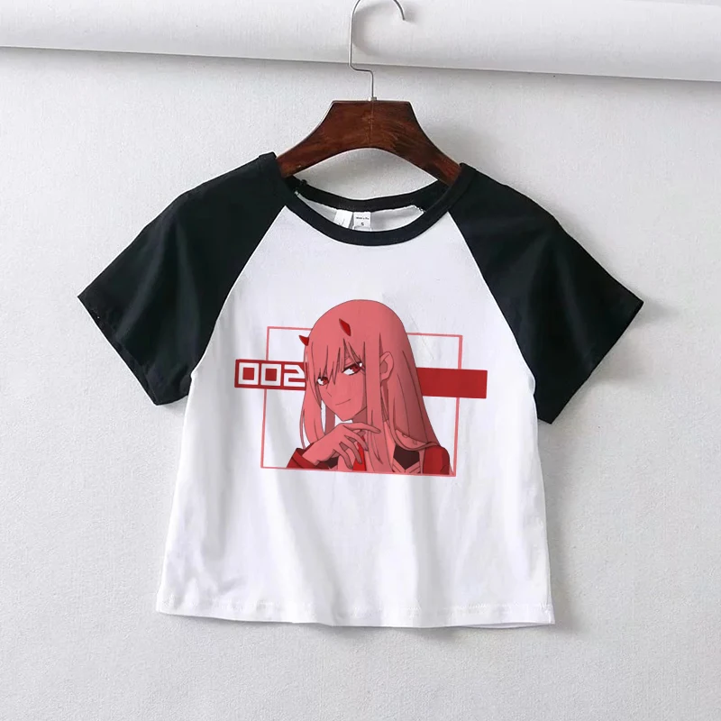 

Zero Two Kawaii Clothes Graphic Tee Darling In The Franxx Anime Tshirt Women 2021 Sexy Summer Y2k Corset Top Fashion Streetwear