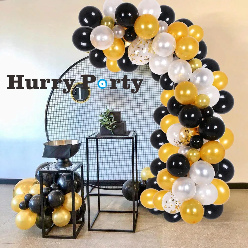 90 шт. перламутровый белый золотой черный латексный шар гирлянда Арка Золотой