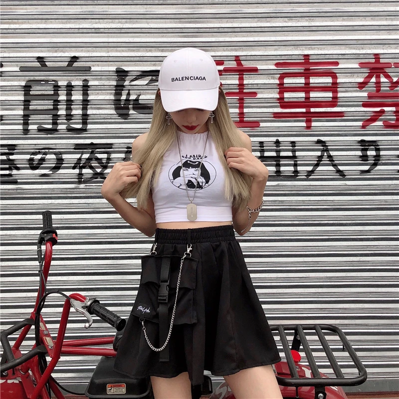 Мини-юбка женская плиссированная с высокой талией уличная одежда в стиле