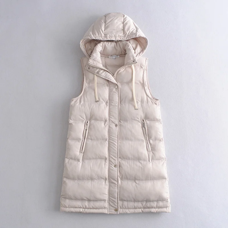

Jacket Parkas Female Warm Thick Big Pocket Outwear Winter Women ZA Vest Coats 2020 New Zipper Hooded Down Cotton