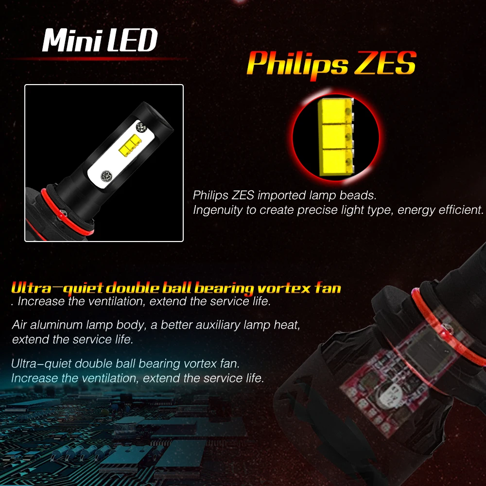 Автомобильные светодиодсветодиодный лампы для передсветильник фар AROUSE 9005 9006 H4 H7