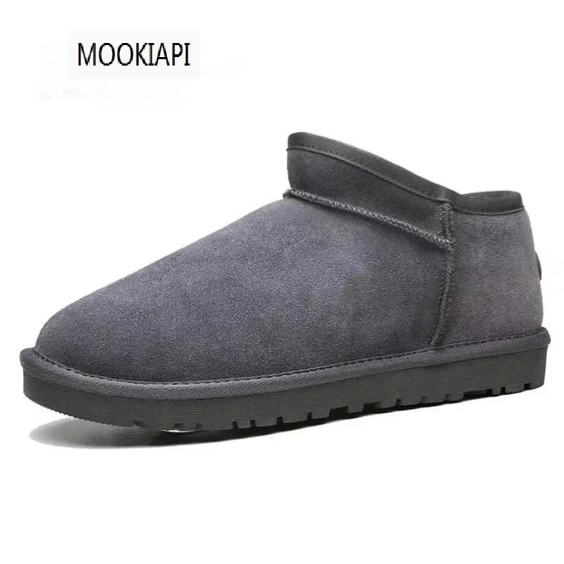 Сапоги из 2019 натуральной овчины мужские зимние сапоги 100% шерсти короткие ботинки