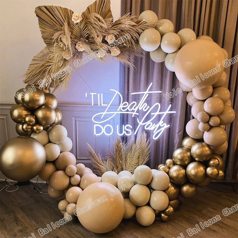

Retro Gold Balloons Garland Wedding Supplies Party Decoration Double Apricot Cream Peach Arch Baby Shower Birthday Decor Kit