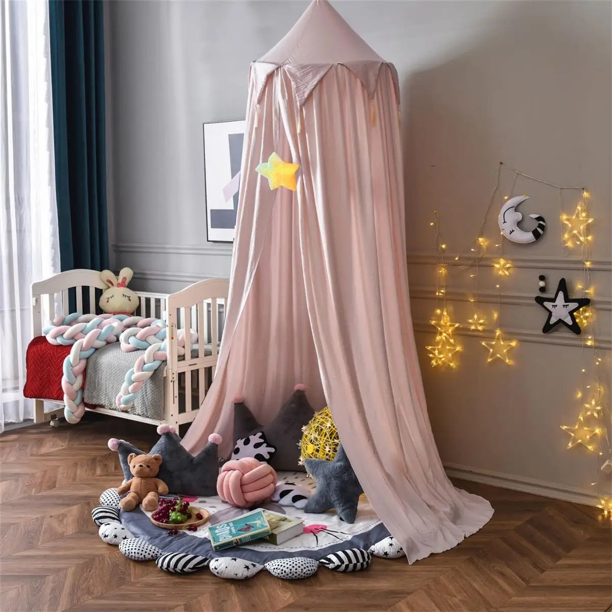 

Nordic детская игровая палатка-замок игровой домик для маленьких девочек для детской кроватки сетка для девочек и мальчиков Полог для дня рожд...