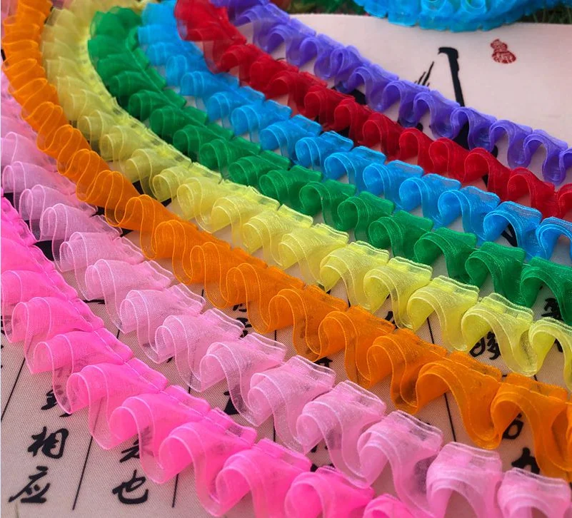 Продажа по двору доступно 8 цветов двухслойная плиссированная отделка из органзы