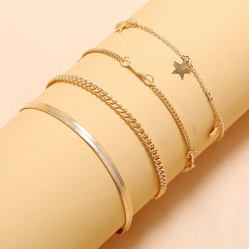 4 шт./компл. классические женские золото пляжные шорты набор ножных браслетов