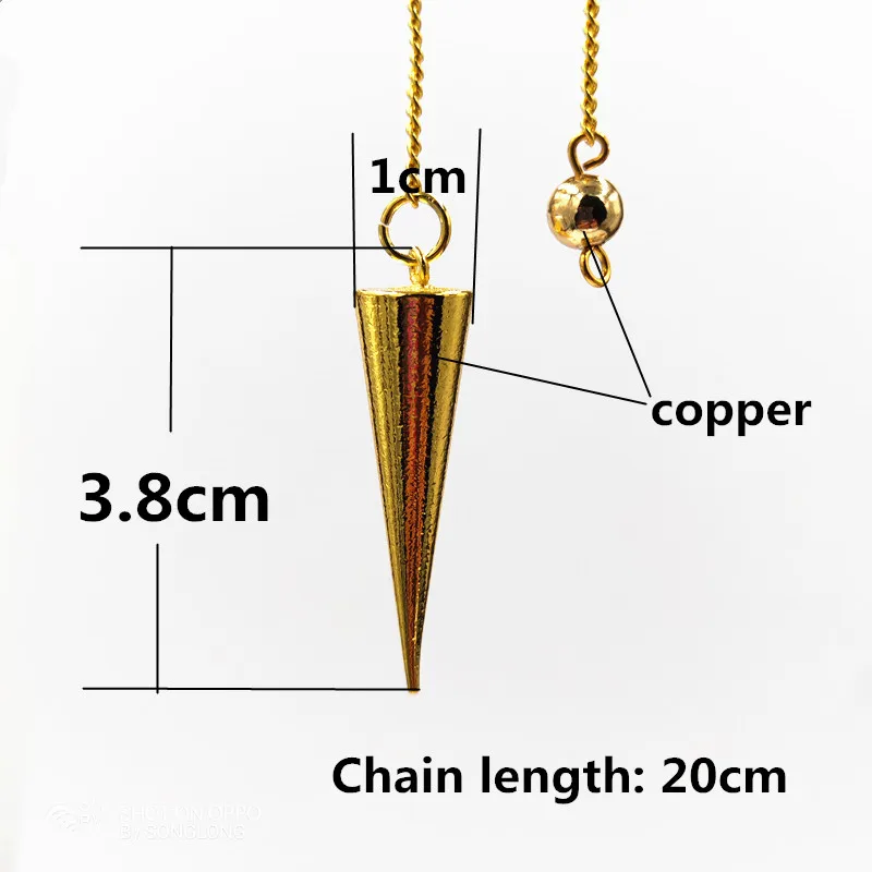 3.8 cm gold Подвеска в виде пирамиды, металлические конусы, маятниковые часы, изготовлены из медных маятников, маятниковые маятники для придания кулонов ведьмы, радиестезии - Окраска металла: 3.8 cm gold