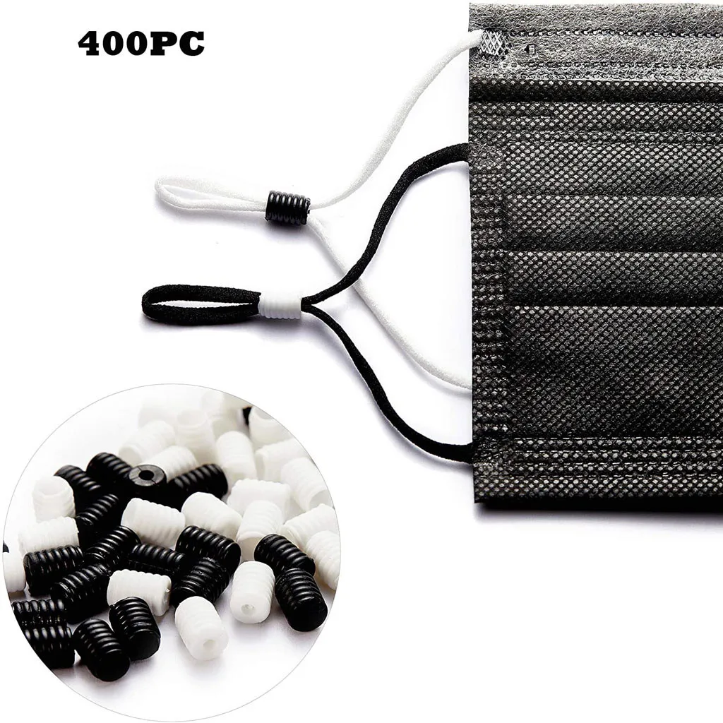 

40-800pcs Plastic Anti-slip Spiral Buckle Adjustable Beads Mask Buckles Drawstring Button Elastic Band Ear Cord Accessories d2