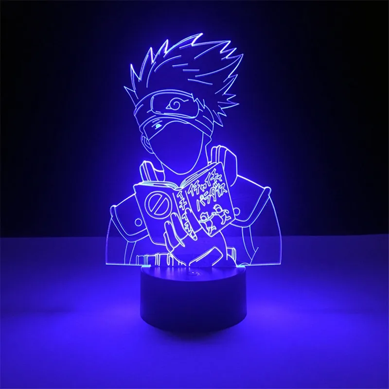 Naruto Hatake Kakashi Anime 3D Lamp Visual Led for Decor Night Light Figure Shippuden Color Changing Lampara Lighting Xmas Gift