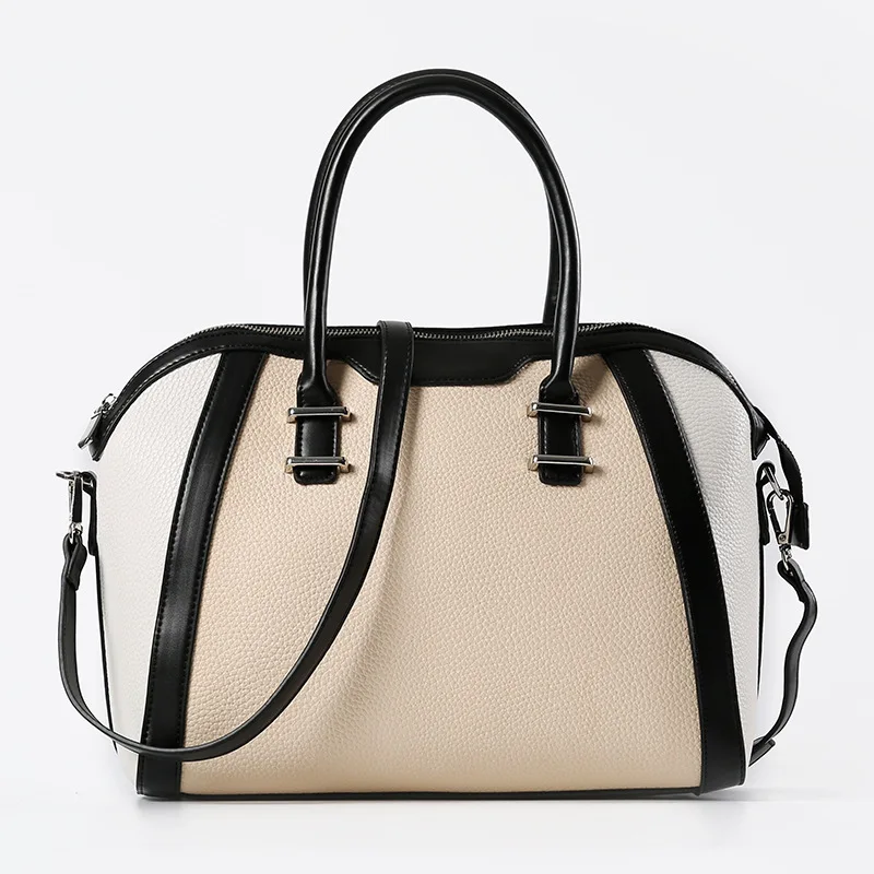 

Cowhide Pattern Handbag Simple Large Capacity Ladies Retro Tote Bag