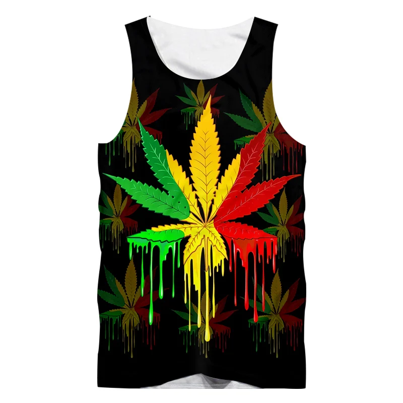 

New Color Printed Vest Weed 3D Printed Tank Tops Harajuku Street Style Fashion Summer Men's Street Sports Sleeveless Shirts 6XL