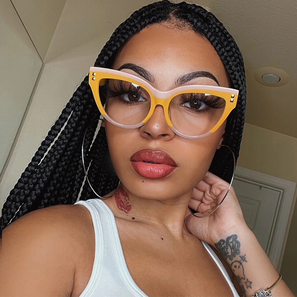 

Оправа для очков «кошачий глаз» Женская, Модные оптические очки большого размера в ацетатной оправе, ручная работа, 80527