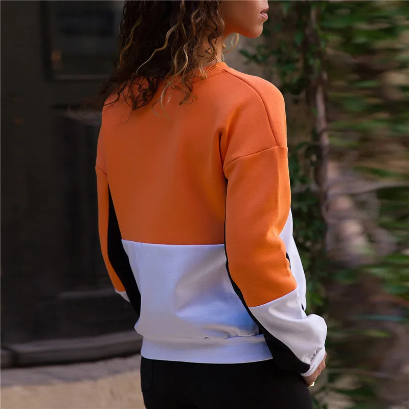 

Sweatshirts Women's Casual Patchwork Long Sleeve autumn Loose Pullover Multicolor 2019 NEW Mujer Women Sweatshirt hoodies