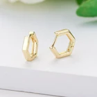 24K Gold Цвет покрытием с шестигранной головкой в виде геометрических фигур серьги-кольца для женщиндля мужчин для женщин не вызывающие аллергию серьги, ювелирное изделие, вечерние аксессуары для подарков